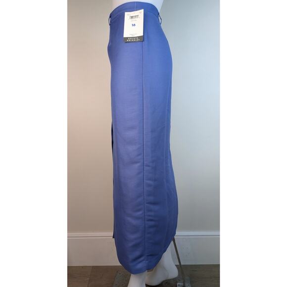 NEW Emma James Claiborne Straight Maxi Skirt 16 Blue Linen Button Front Vintage - Picture 4 of 9